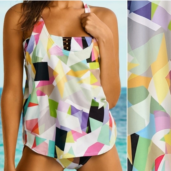 Pilyq Geo Catalina Tank Cover-Up Tankini Top NWT - Picture 3 of 8